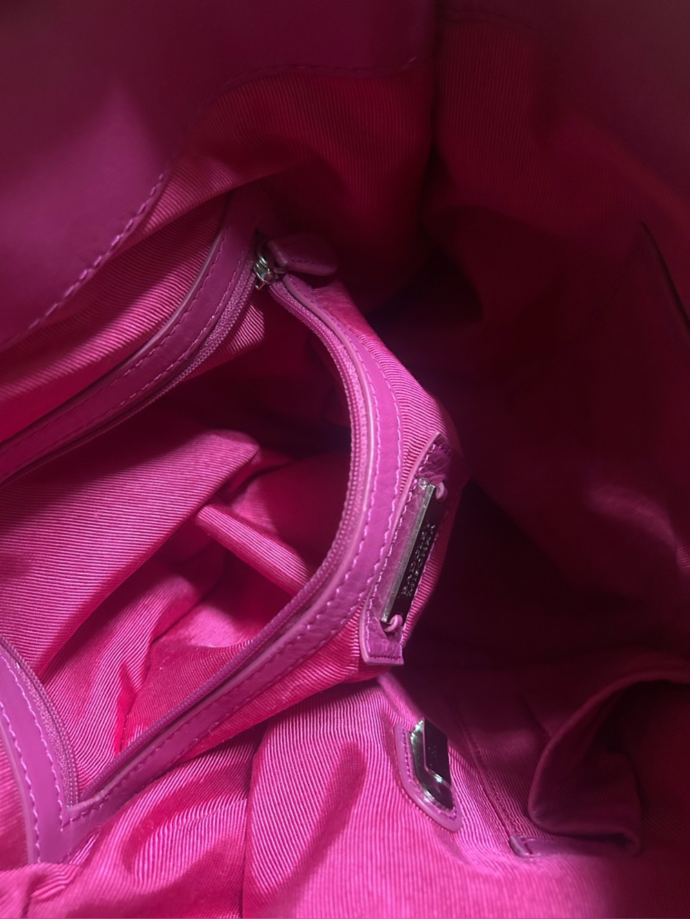 Badgley Mischka Women's Hot Pink Leather Shoulder Bag - Picture 5 of 9
